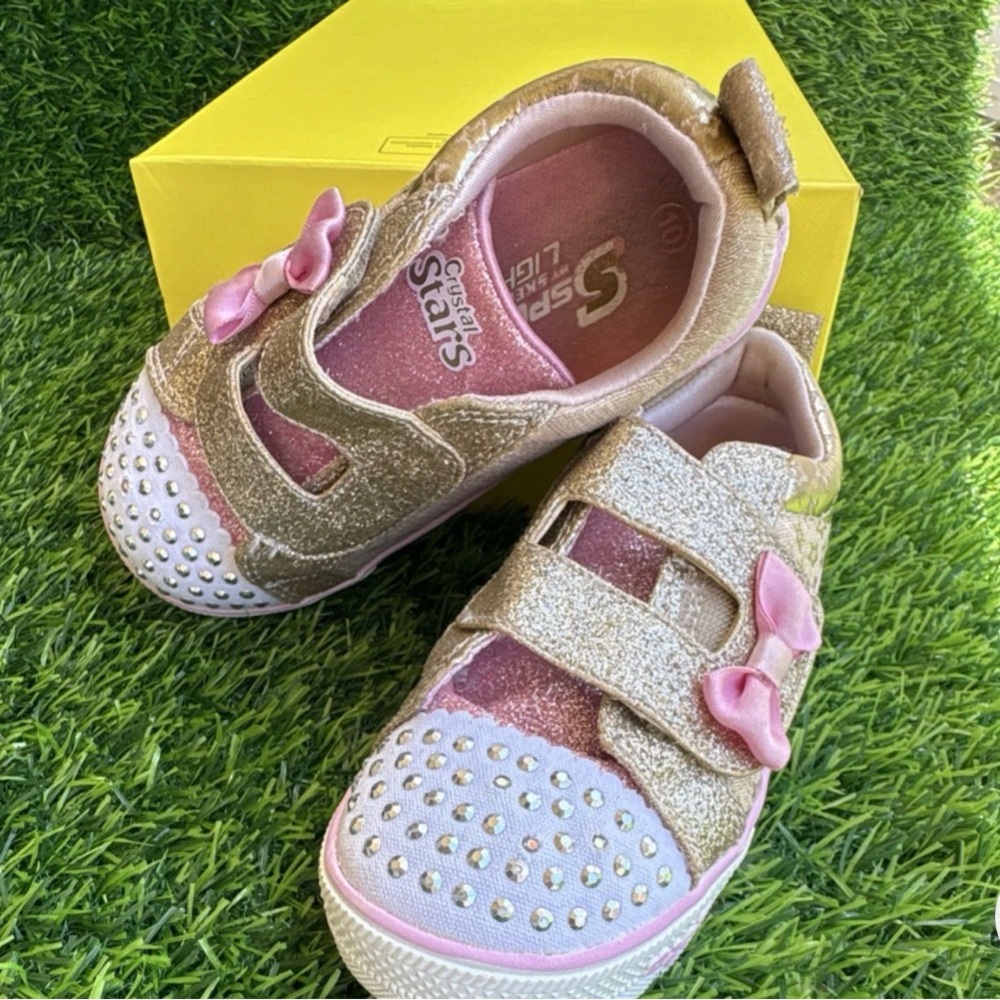 Skechers Kids' Sparkly Gold and Pink Sneakers